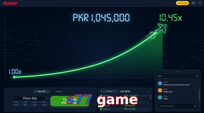 Main screen of S77 Game aviator page for PK players